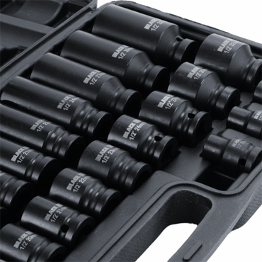 Löökpadrunikomplekt 1/2" HEX 8–32 mm (must) – 35 osa, BLACK – lühikesed ja pikad padrunid - Ostuklikk