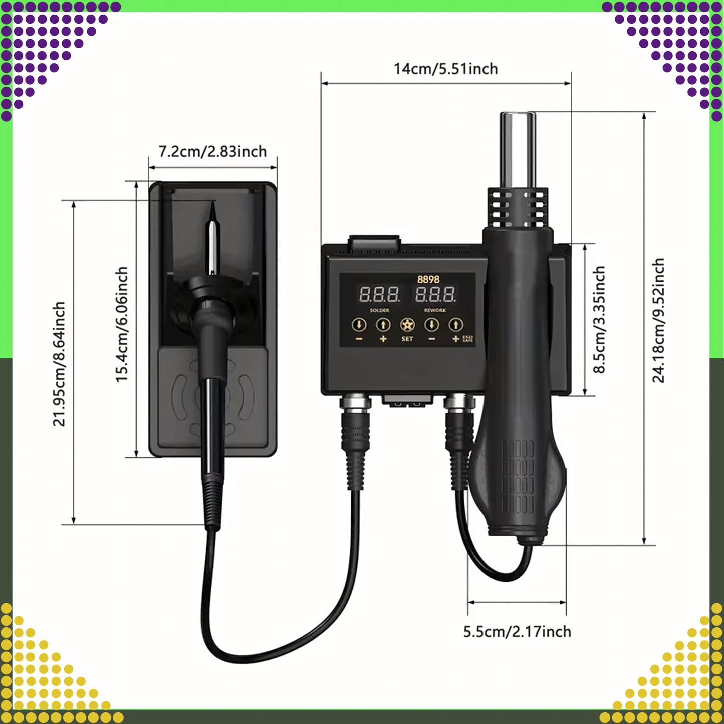 Kuumõhujootmisjaam 660 W + 60 W jootekolb (8898) – 2-in-1 komplekt