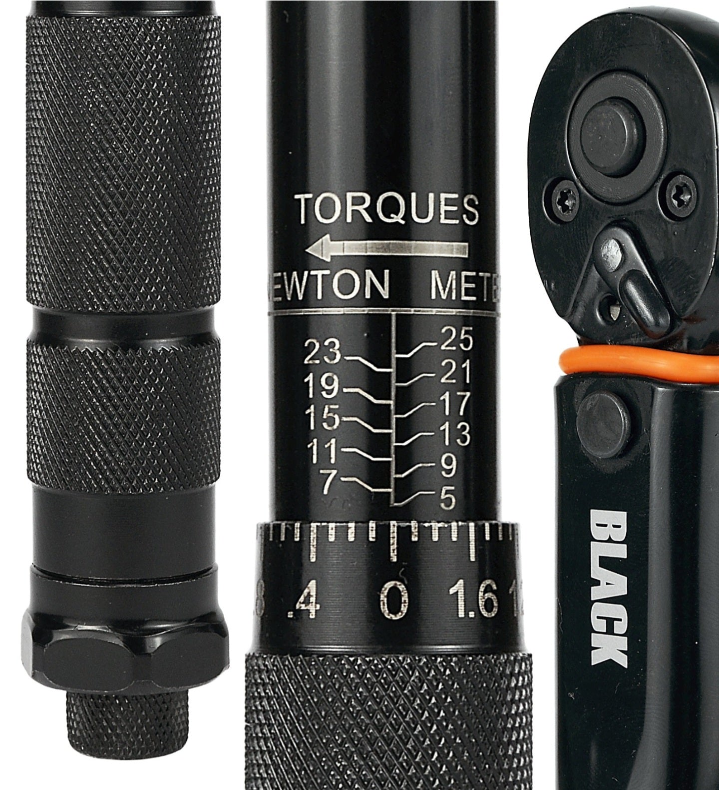 Black 1/4" momentvõti 5–25 Nm, kahe suunaga, lukuga