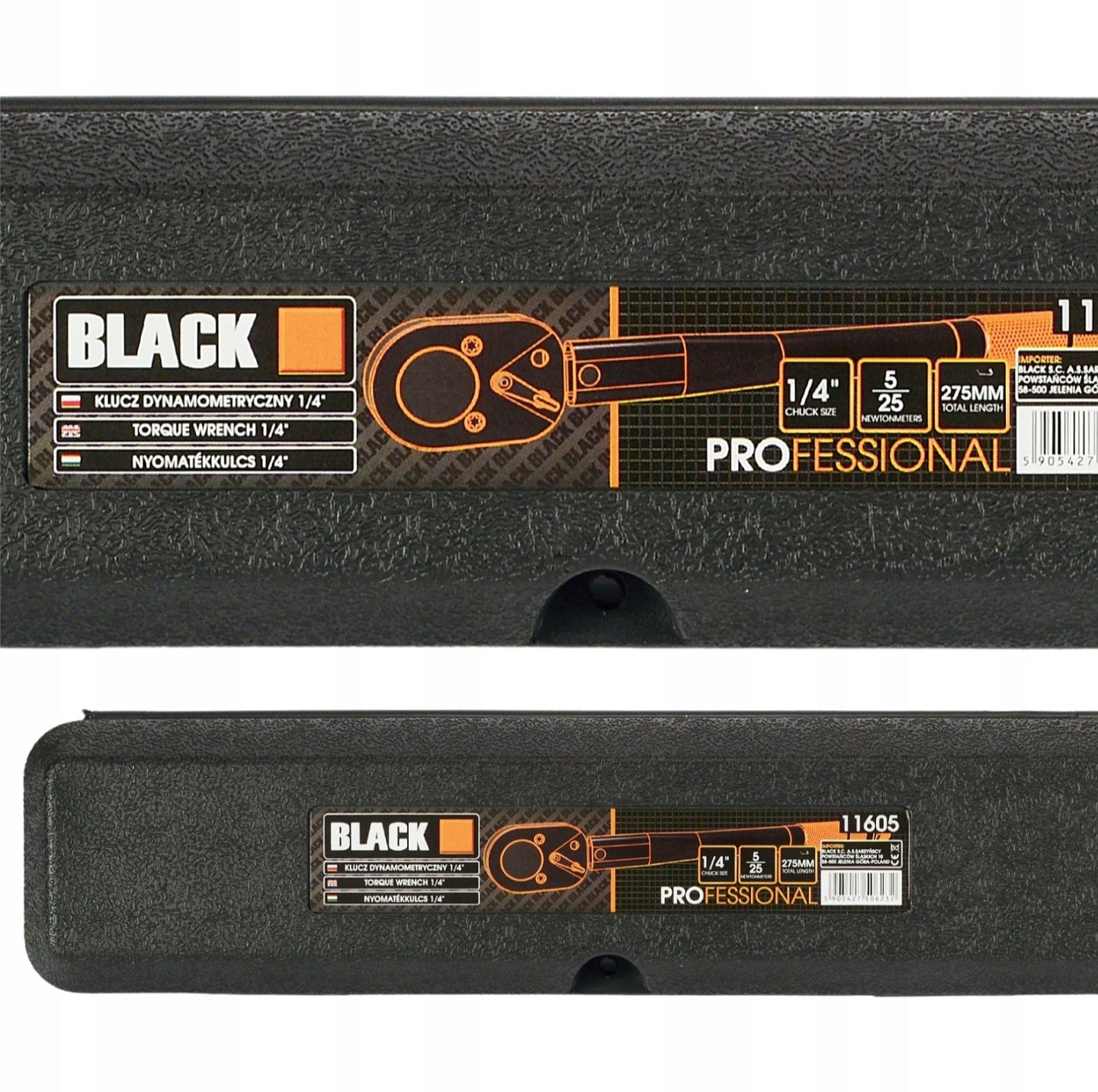 Black 1/4" momentvõti 5–25 Nm, kahe suunaga, lukuga