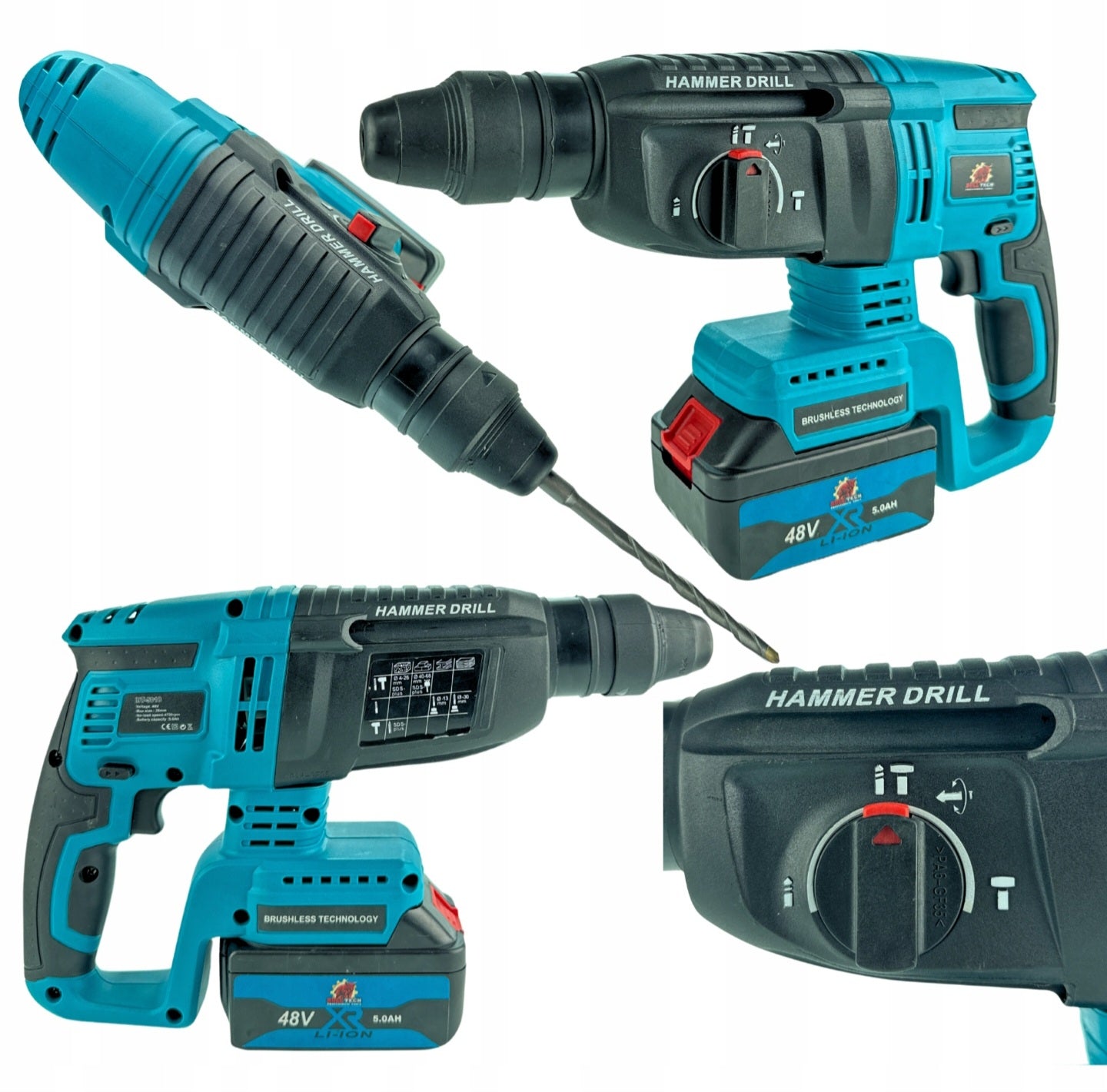 BULL-TECH BT5018XL 48V* 4-in-1 akukomplekt: kruvikeeraja, lööktrell, nühklihvija, mutrikeeraja