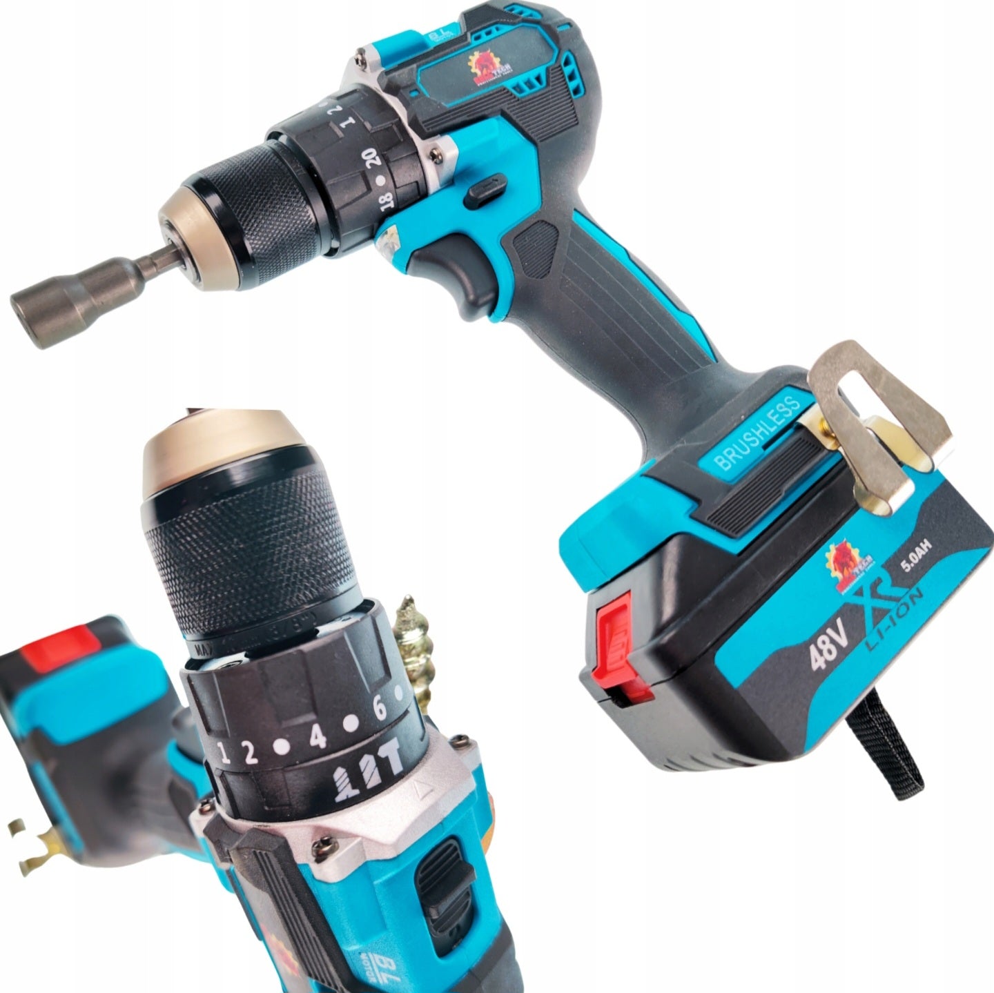BULL-TECH BT5018XL 48V* 4-in-1 akukomplekt: kruvikeeraja, lööktrell, nühklihvija, mutrikeeraja