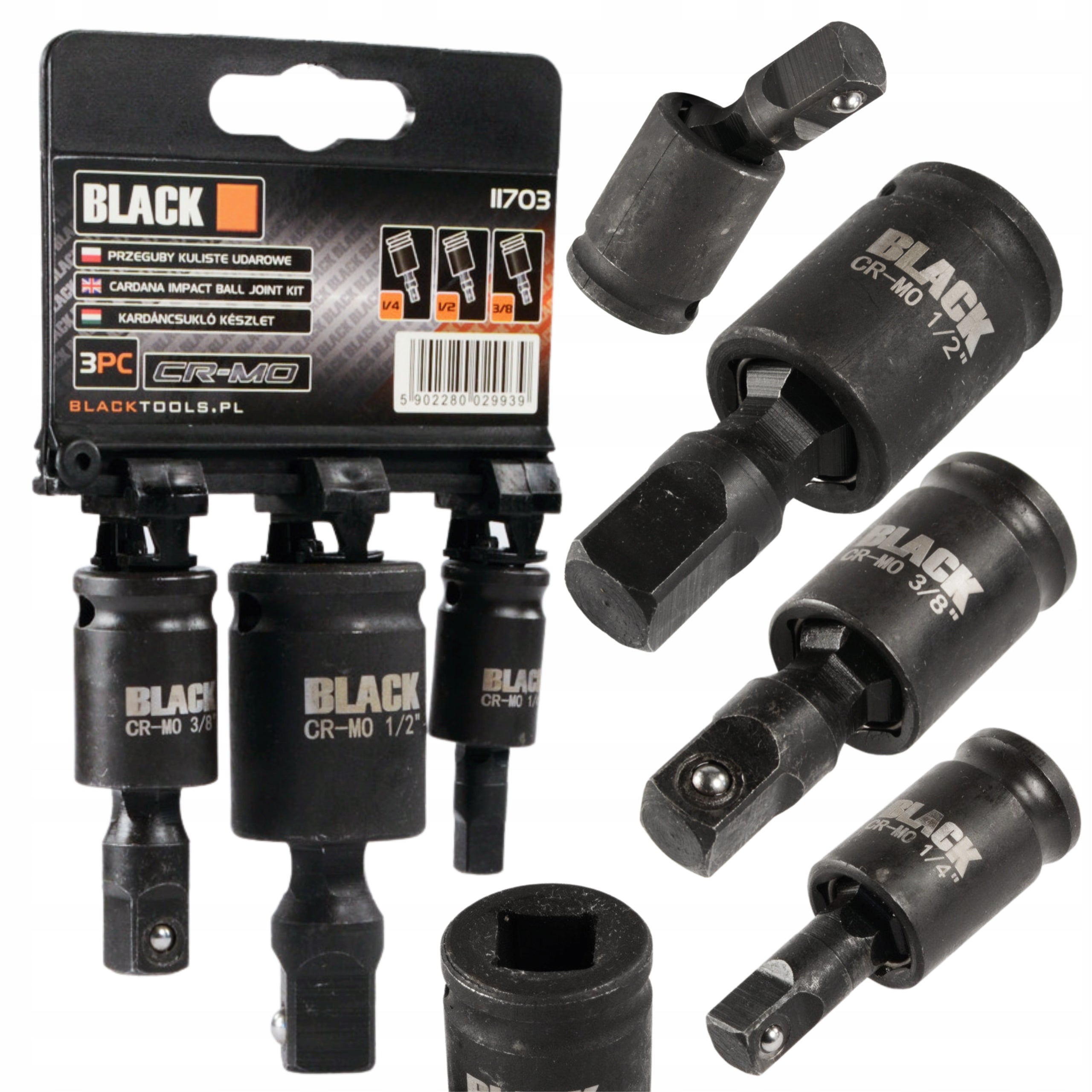 Löögikindel kuulühenduse pöördliidete komplekt 1/2, 1/4, 3/8