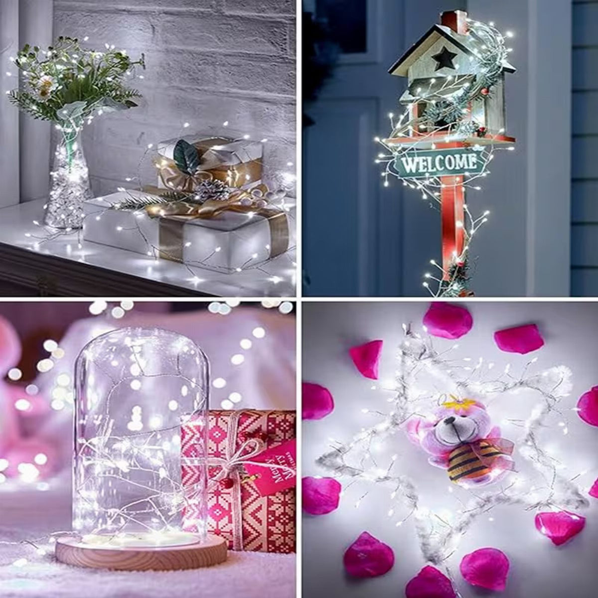50 LED-iga külmvalge valguskett 1,5 m 8 funktsiooni ja kaugjuhtimispuldiga RC-K-2804