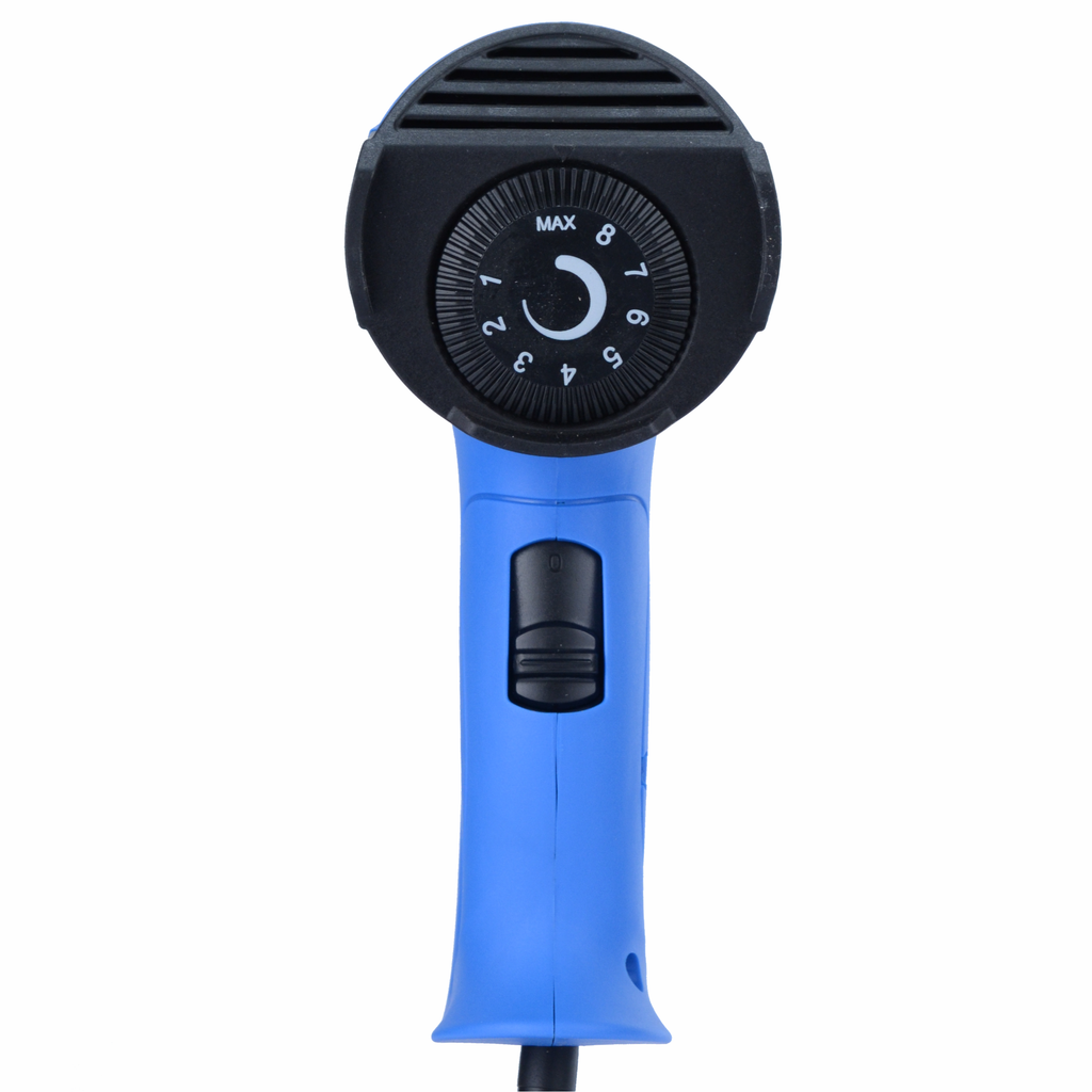 Võimas elektriline kuumapuhur sujuva temperatuuri reguleerimisega 60-600°C, 2 kiirust ja 4 otsikut