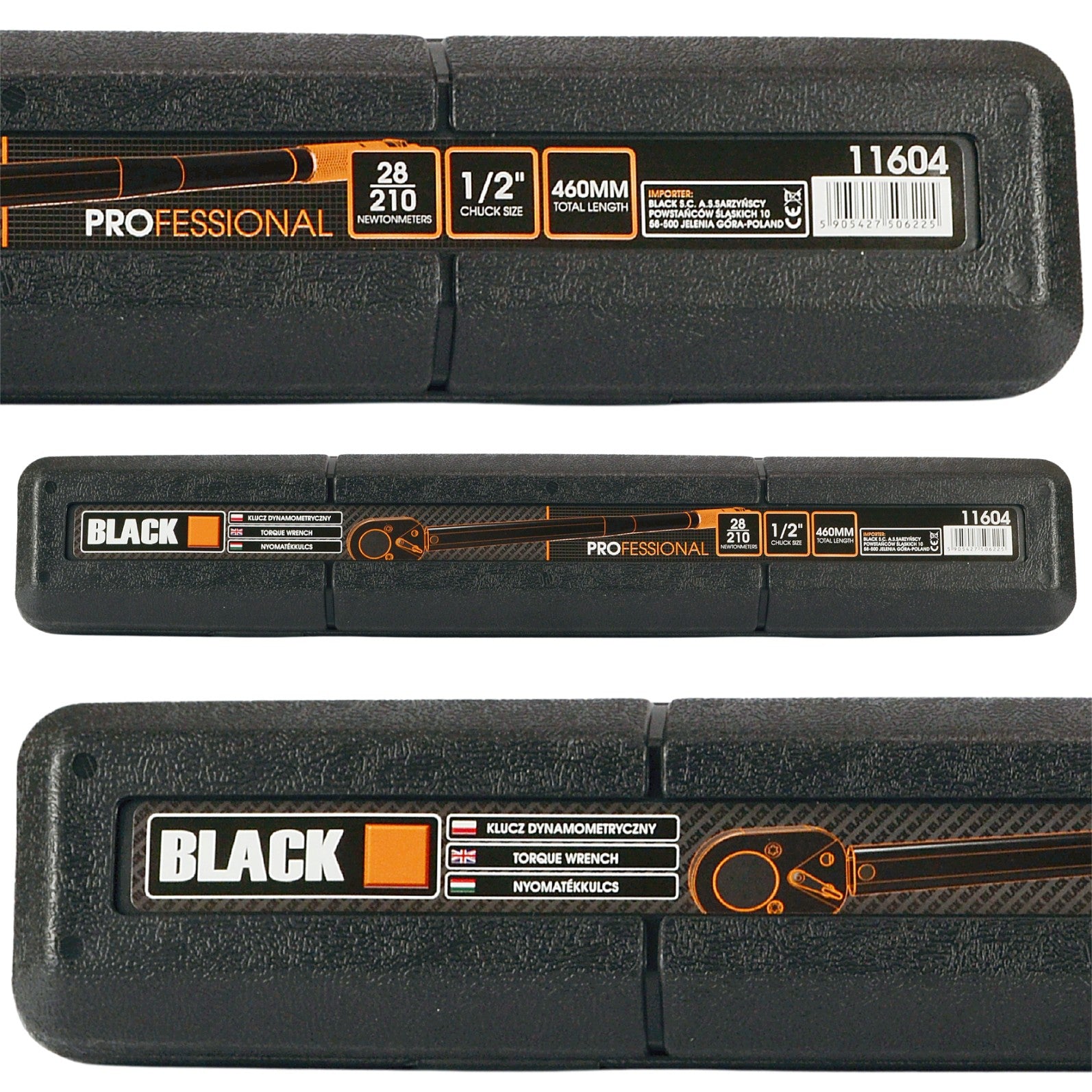 Momentvõti 1/2" 28-210 Nm CrMo & CrV 460mm Must ratastele