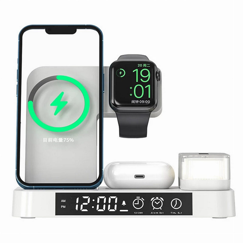 Wireless Charging Station 4-in-1 15W QI with Night Lamp White