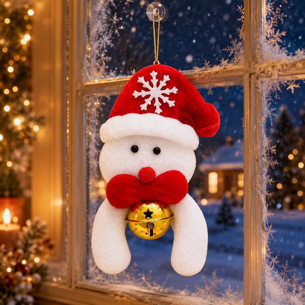 Christmas Snowman Ornament with Hanging Loop and Bell 12cm