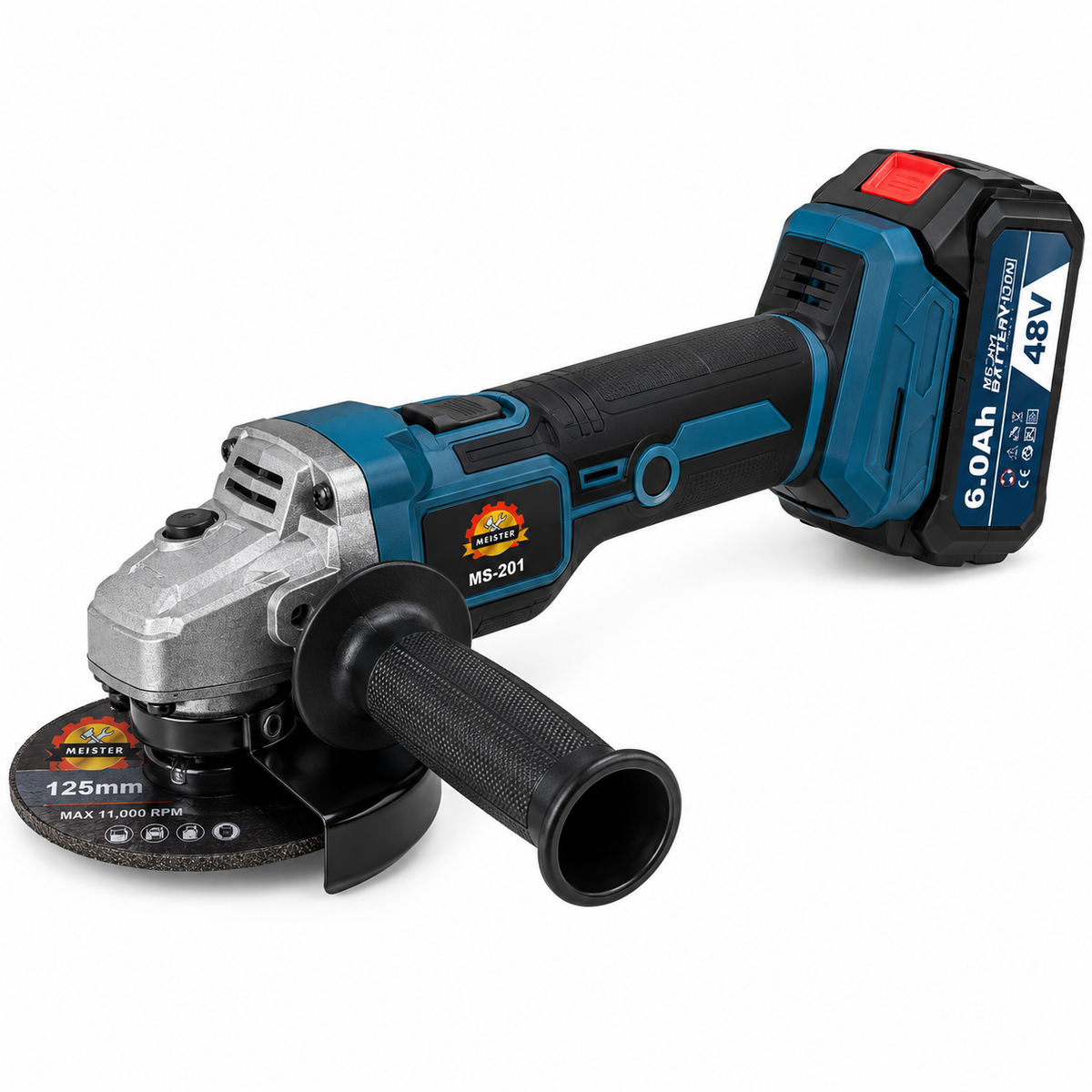 MEISTER MS-201 Cordless Angle Grinder 48V 850W 125mm Brushless – 2 Batteries
