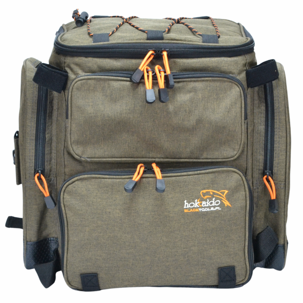 Hokkado Fishing Backpack Bag with 3 Boxes, Rigid Bottom, 38/42/21cm