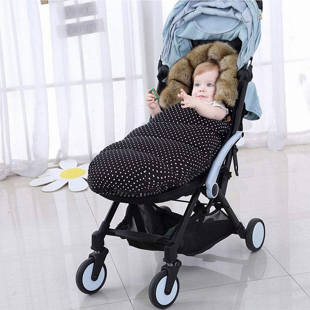 Premium Warm Baby Stroller and Sled Sleeping Bag with Fur Lining 100 x 46 cm Pink with Colorful Flowers