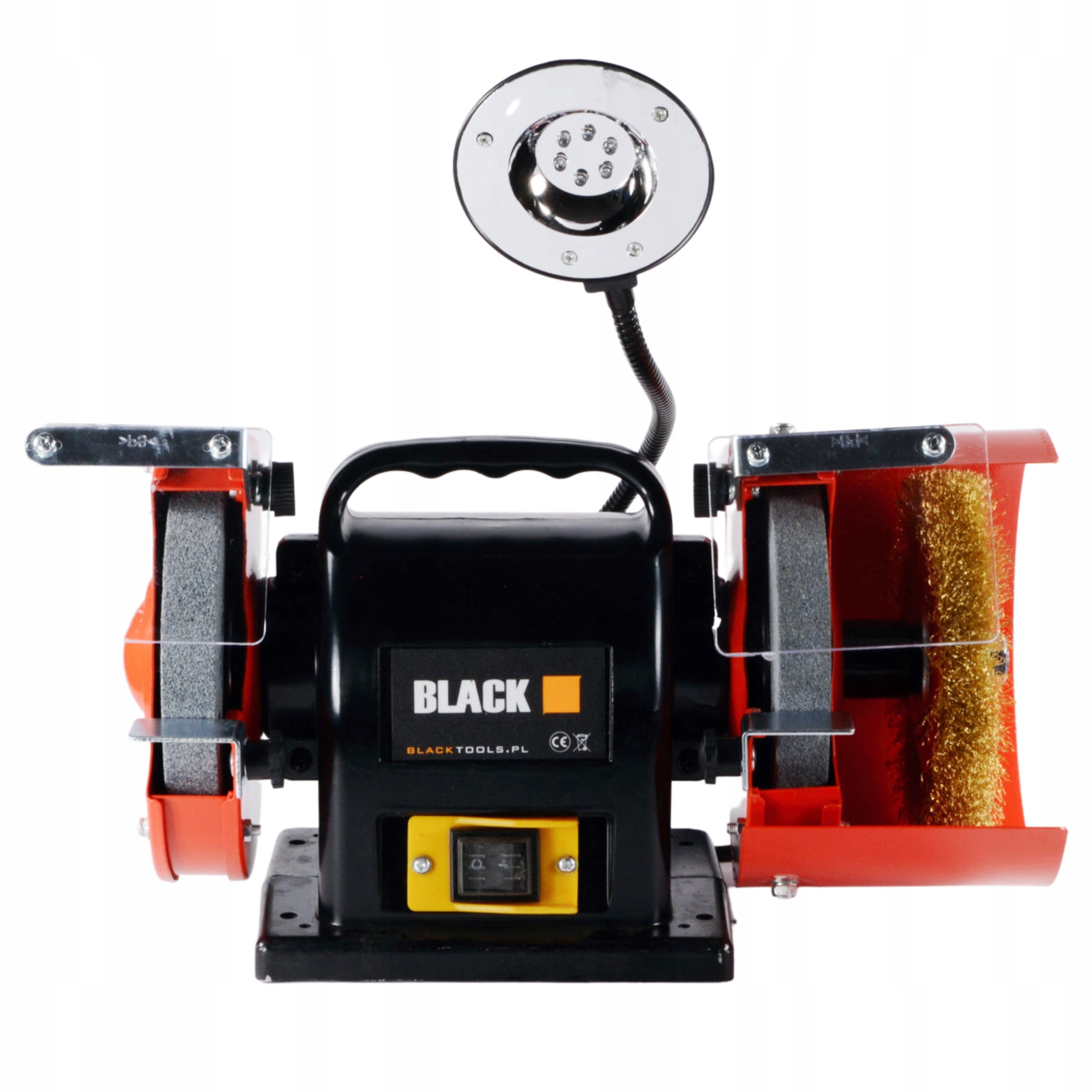 200W Double Bench Grinder with Lamp for Sharpening Two Stone Discs, Black