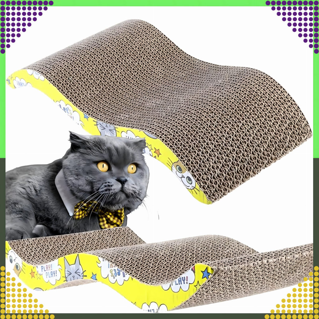 Eco-Friendly Large Cardboard Cat Scratcher with Wave Design and Catnip