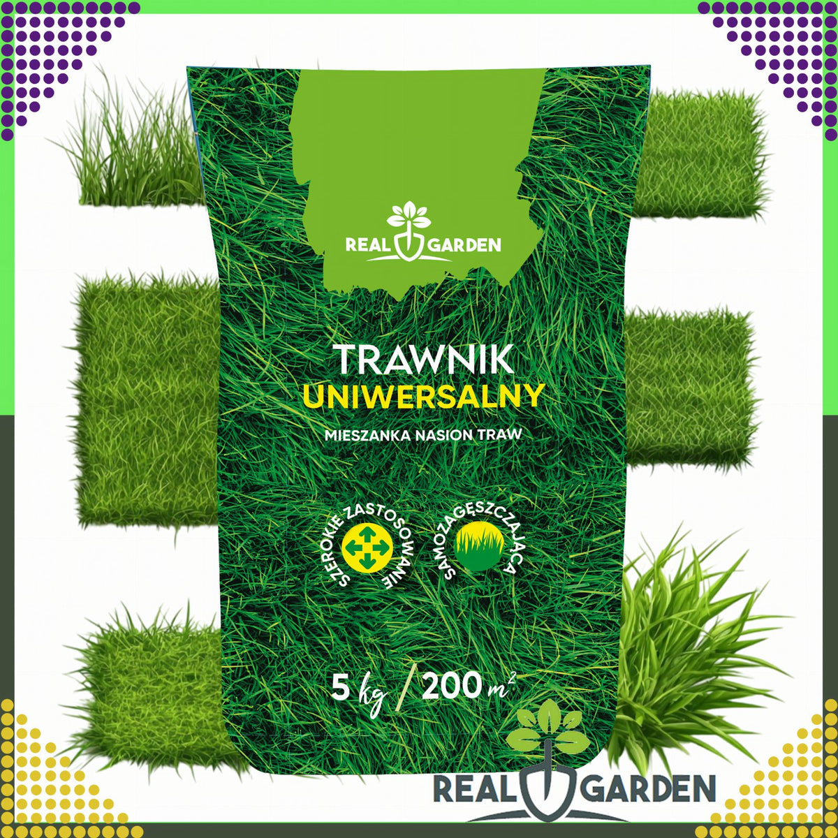 Universaalne tihe ja vastupidav muruseemnesegu 5 kg 200 m² jaoks ROL-019REALGARDEN