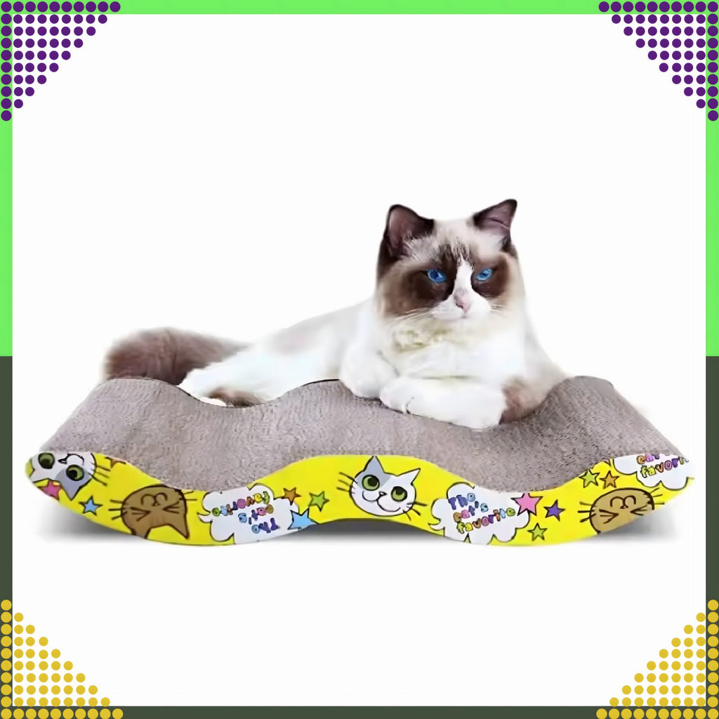 Eco-Friendly Large Cardboard Cat Scratcher with Wave Design and Catnip