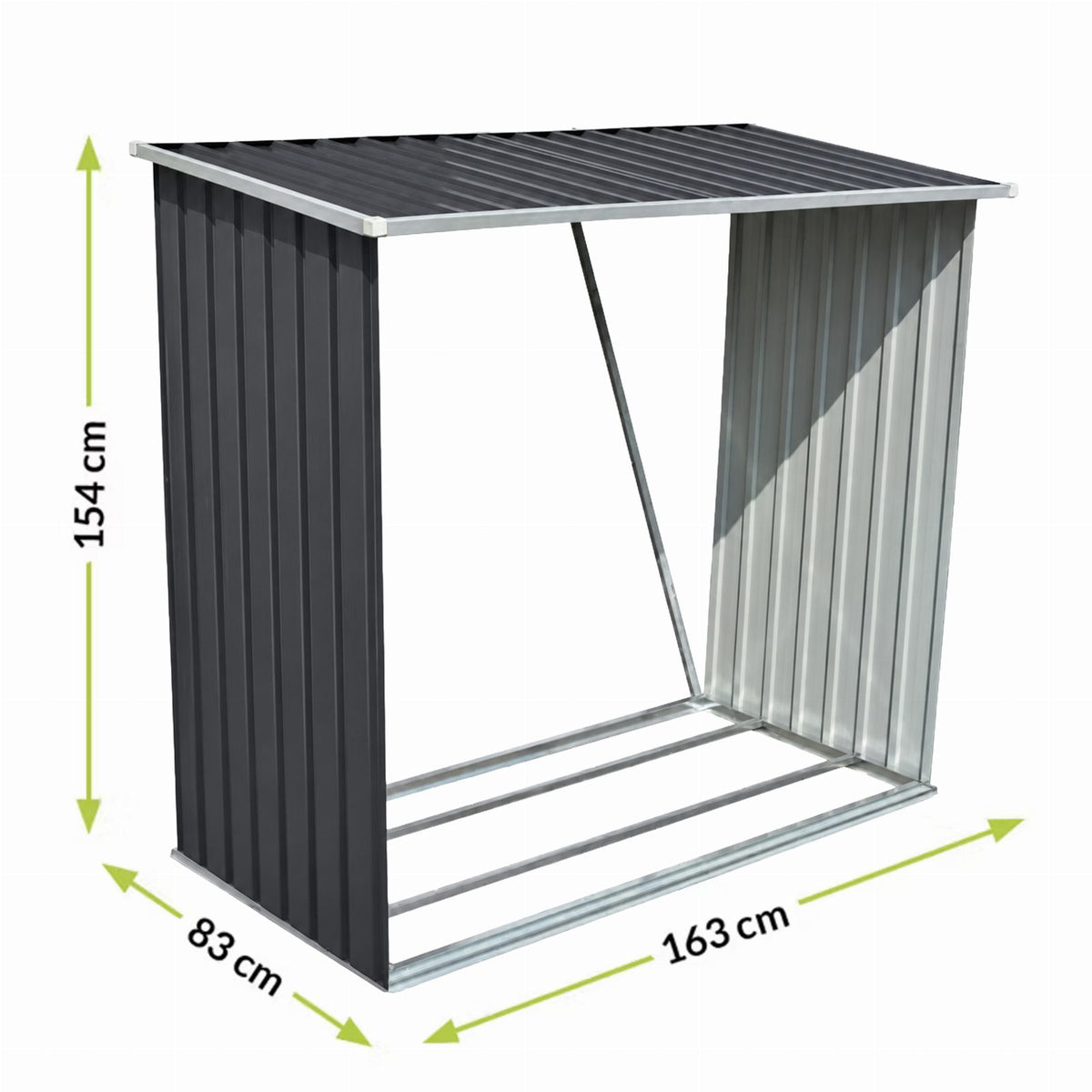 Metallist aia küttepuude hoiukuur 163 × 83 × 154 cm RC-K-2879