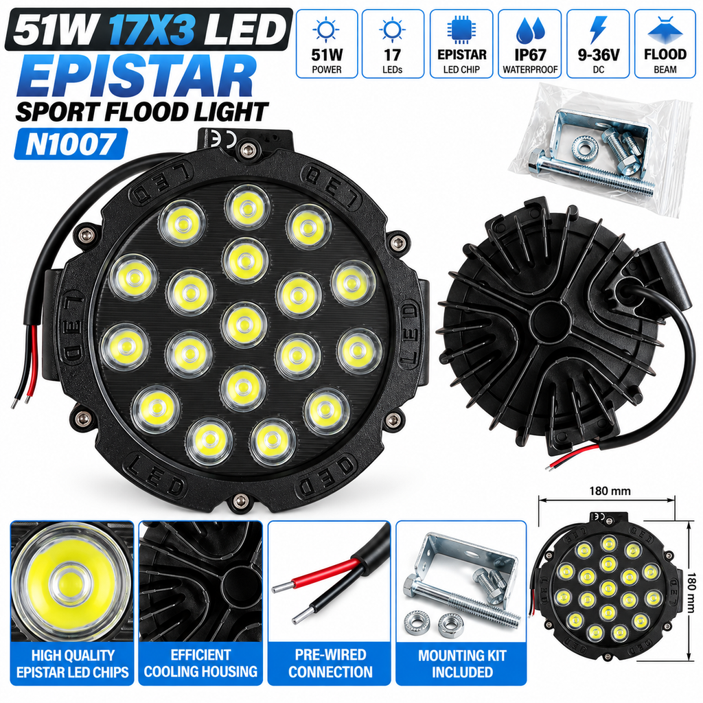 Ümmargune 51 W EPISTAR LED-töölamp hajusa valgusvihuga N1007