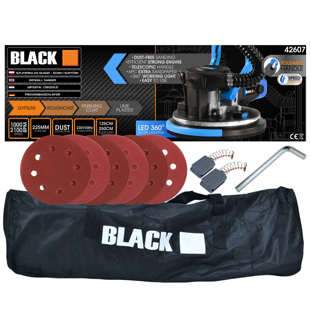 KROHVLI SILUMISEKS MÕELDUD KIPSPLAADI LIHVIMASIN, TOLMUVABA, ISEIMAV + LED 360, MUST