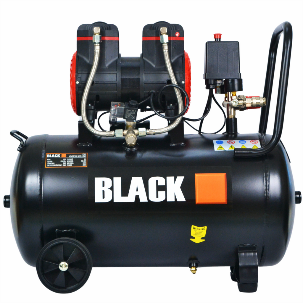 Oil-Free Two-Piston Air Compressor 50L Black
