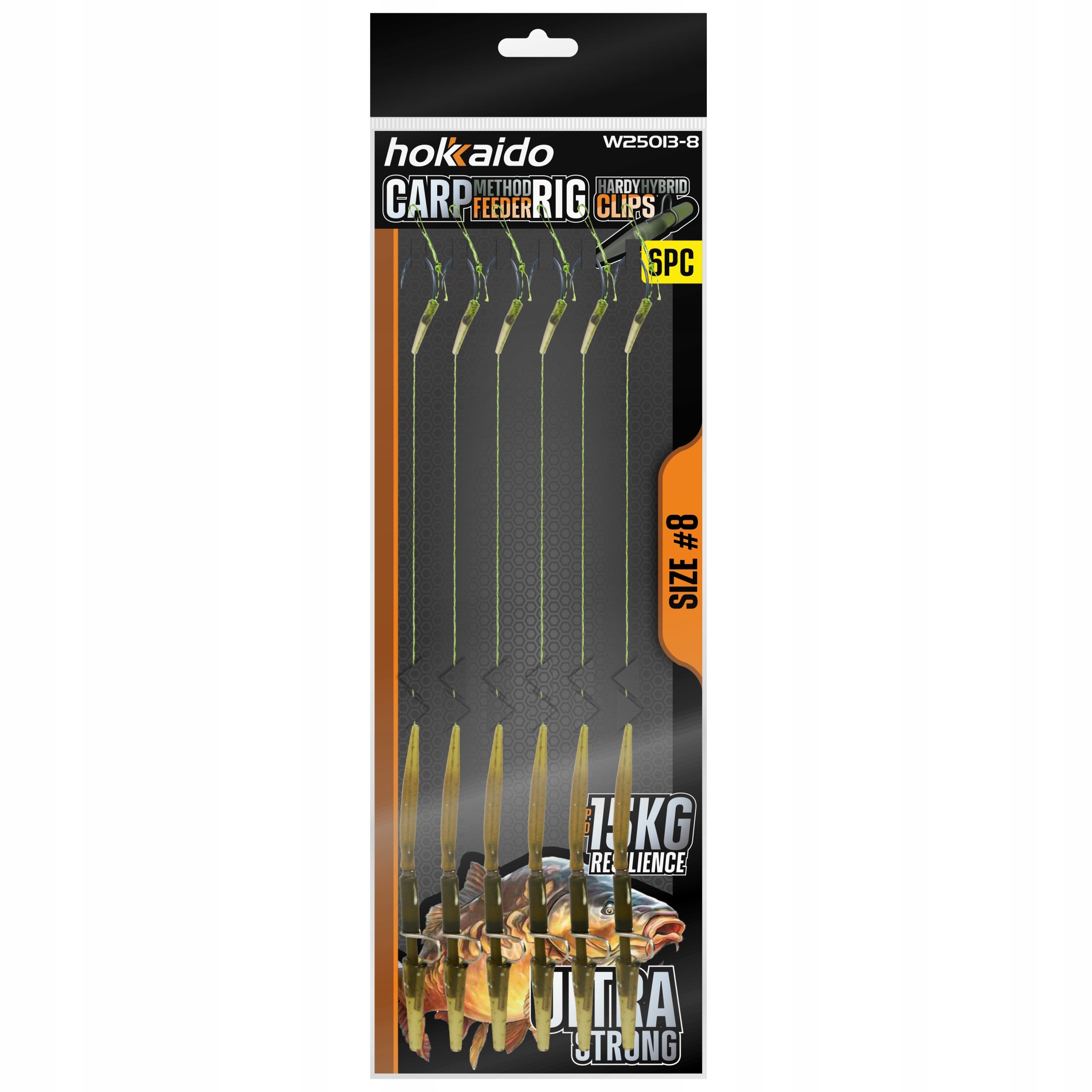 Hokkaido karpkalapüügi lips juukse ja konksuklambriga, suurus 8