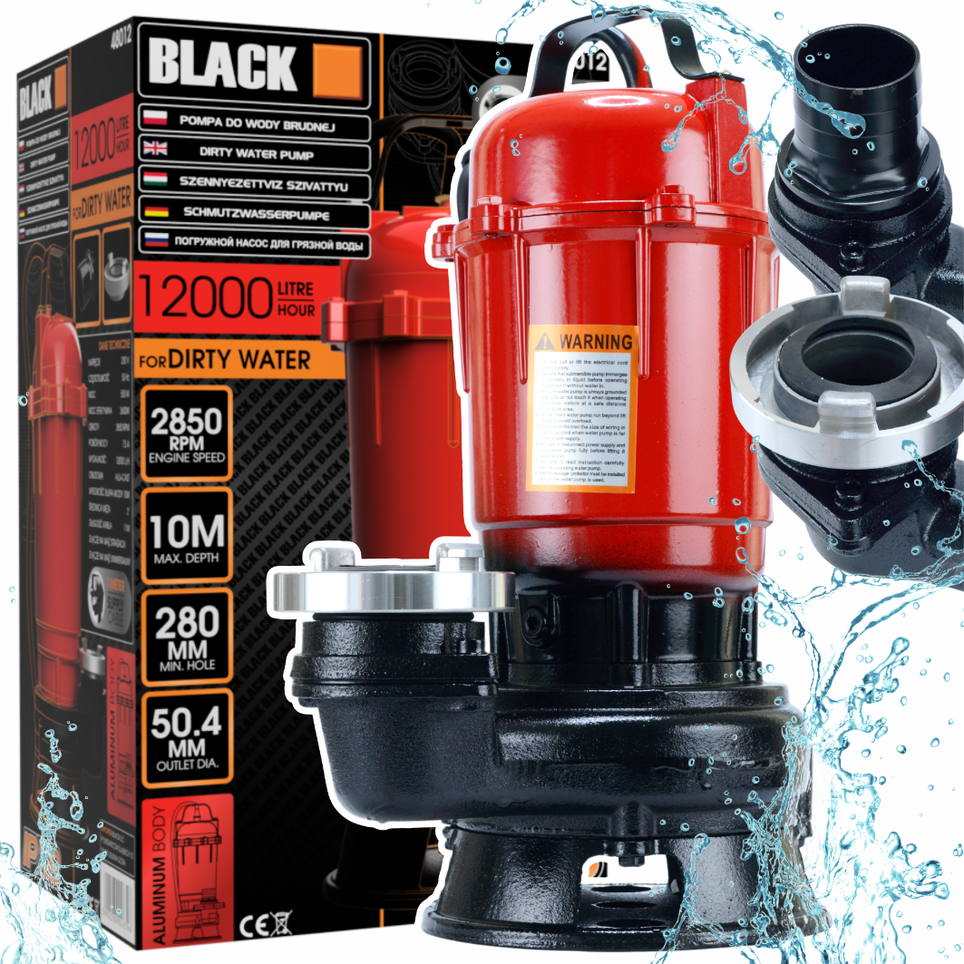 Musta värvi alumiiniumist reoveepump ilma ujukita, Black