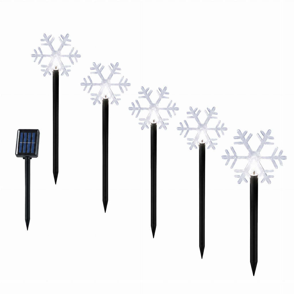 Päikeseenergial töötavad lumehelbekujulised LED-maavalgustid 5 tk RC-K-2760