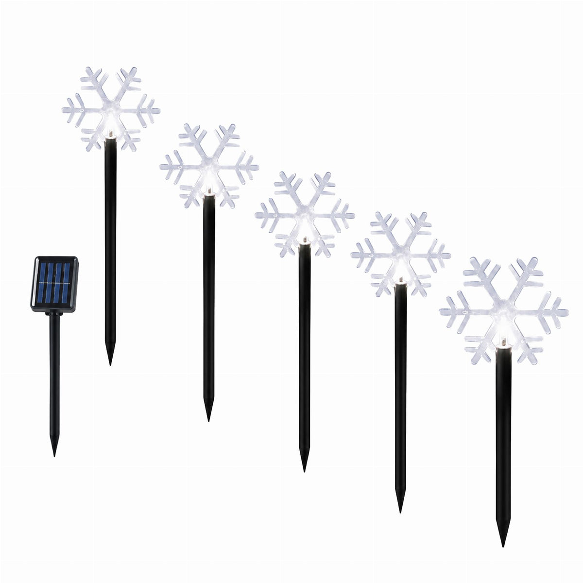 Päikeseenergial töötavad lumehelbekujulised LED-maavalgustid 5 tk RC-K-2760