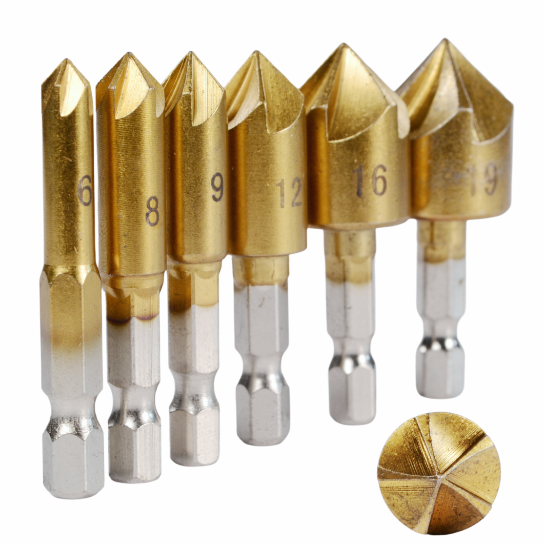 6-osaline freespuuride, koonuslõikurite ja faasimispuuride komplekt