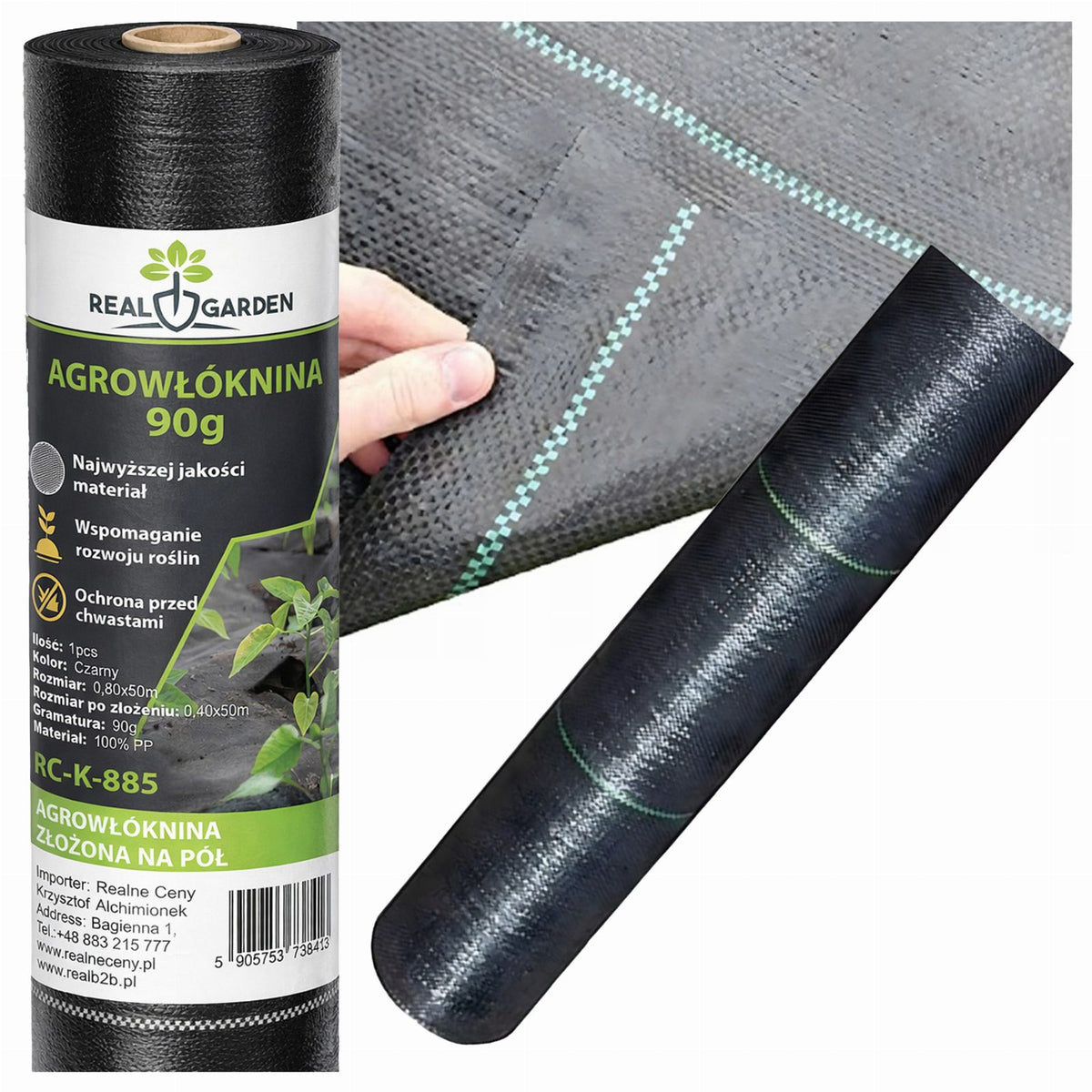 UV-kindel must umbrohutõrjekangas 90 g/m² 0,8 × 50 m I-S-2-3
