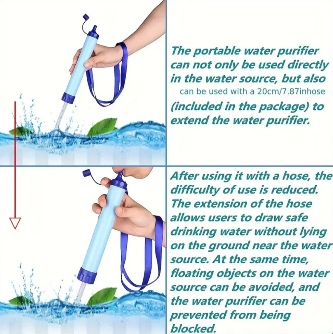 Isiklik välistingimustes veefilter – kaasaskantav ellujäämisvee puhastaja (1 tk)