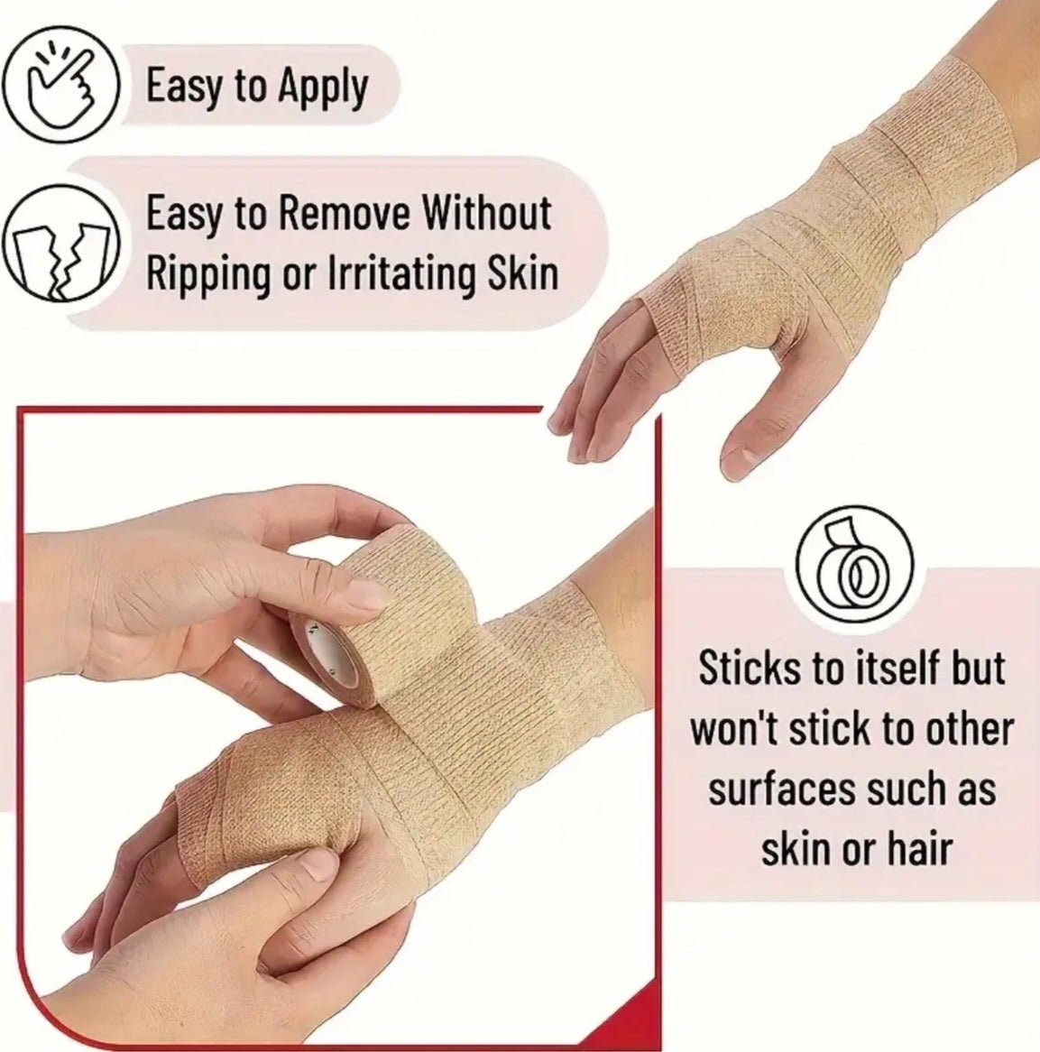 10 tk elastsed isekleepuvad spordisidemed 2,5cm x 450cm (10 tk)