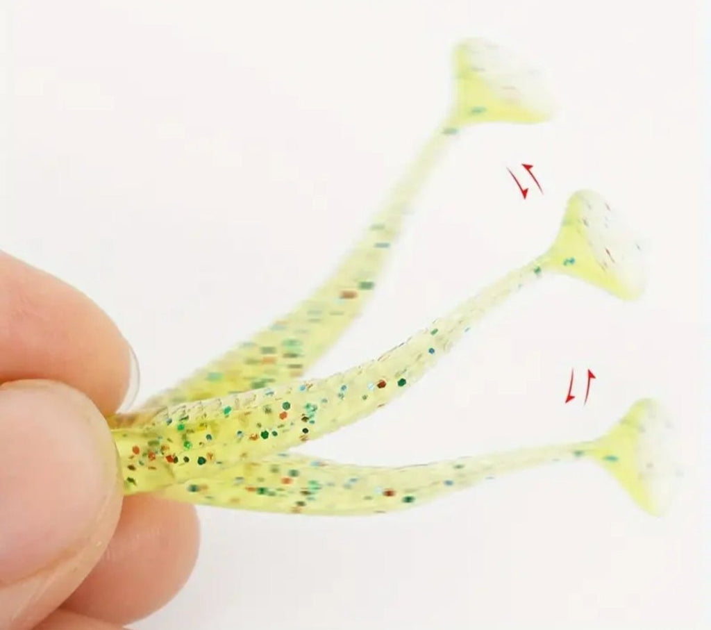 10 tk pehmed bioonilised T-sabaga kalapüügipeibutised 5x1 cm (10 tk)