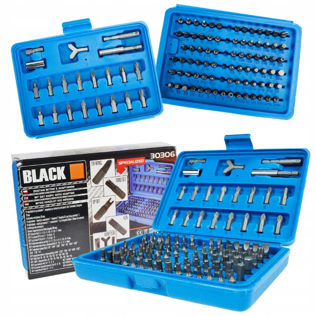 Black 100-Piece Screwdriver Bit Set with Multiple Tip Types