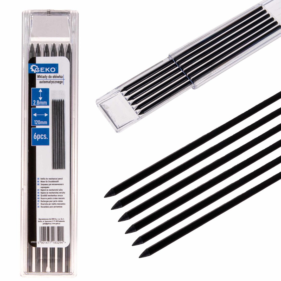 6 pcs refills for mechanical pencil 120 x 2.8 mm
