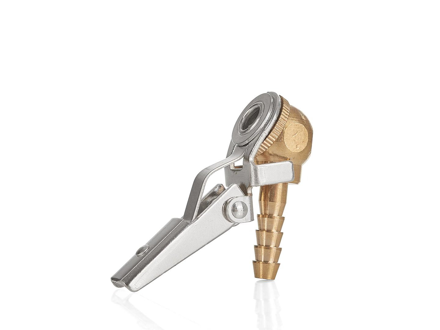 Brass clip-on inflator pump valve connector, 8mm
