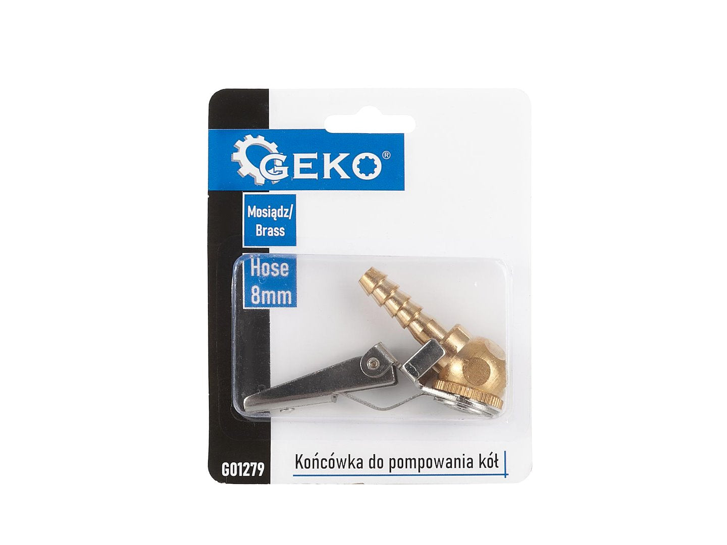 Brass clip-on inflator pump valve connector, 8mm