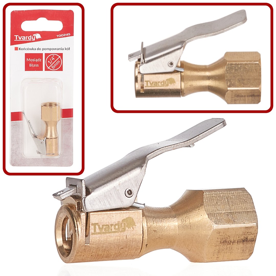 Brass inflator pump valve connector 8 mm 1/4"