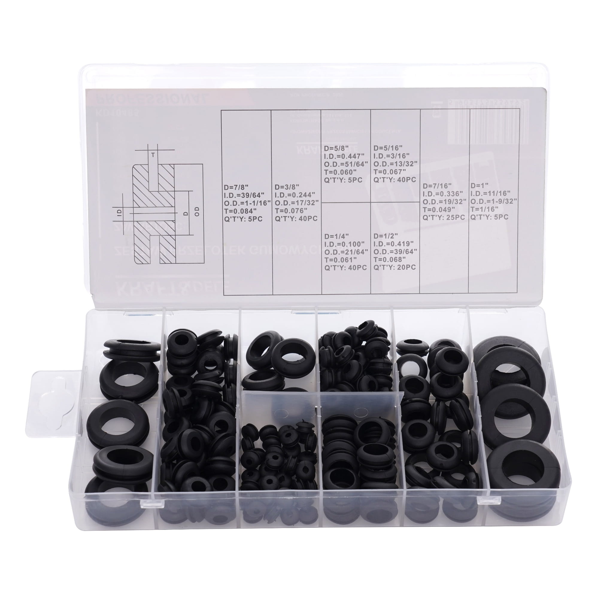 Rubber grommets 180 pcs. KD10485 (VB12)