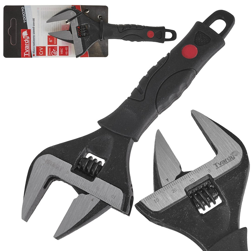 Adjustable Wrench – Extra-Wide Jaw 0-34 mm 6" CrV