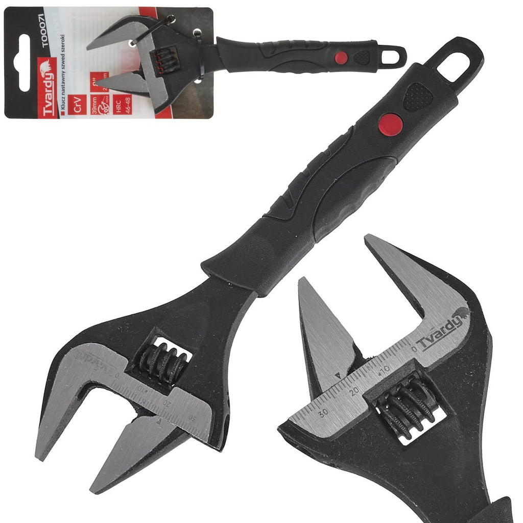 Adjustable wrench – extra wide jaw 0-39 mm 8" CrV