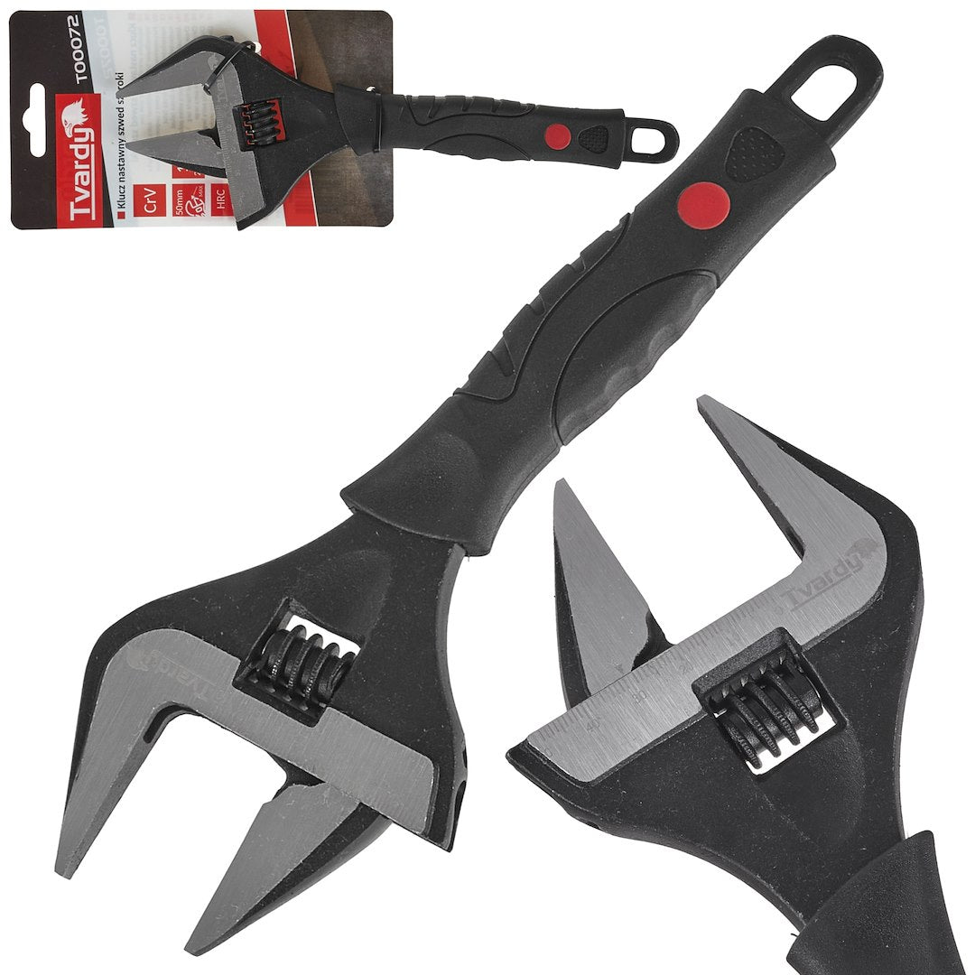 Adjustable Wrench – Extra-Wide Jaw 0-50 mm 10" CrV