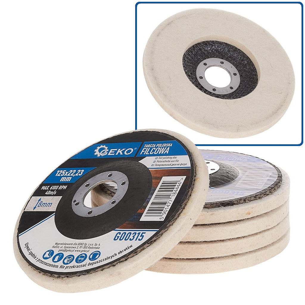 Felt polishing disc 125 mm – Pack of 5