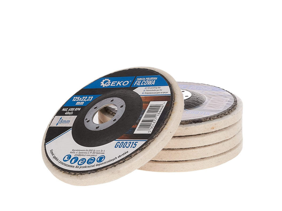 Felt polishing disc 125 mm – Pack of 5