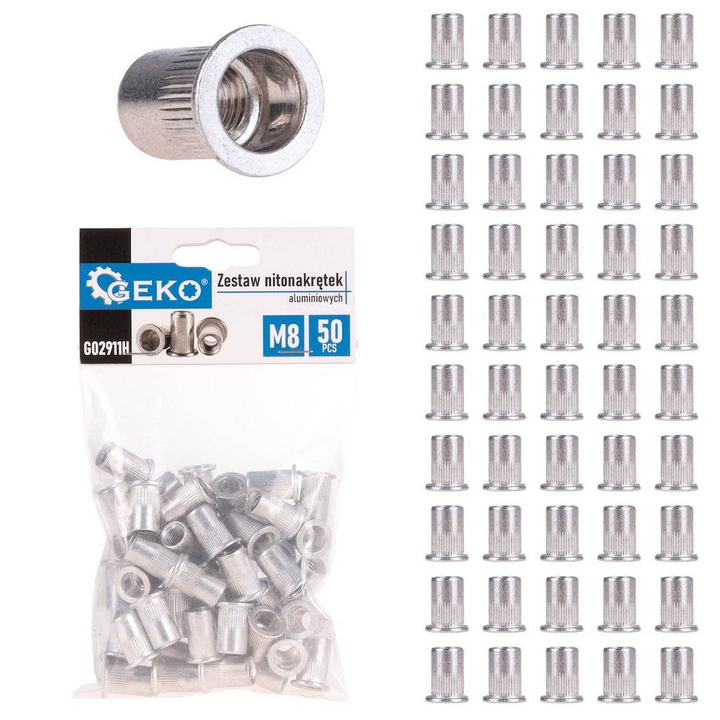 50 pcs M8 1.0-3.5 aluminium rivet nuts set