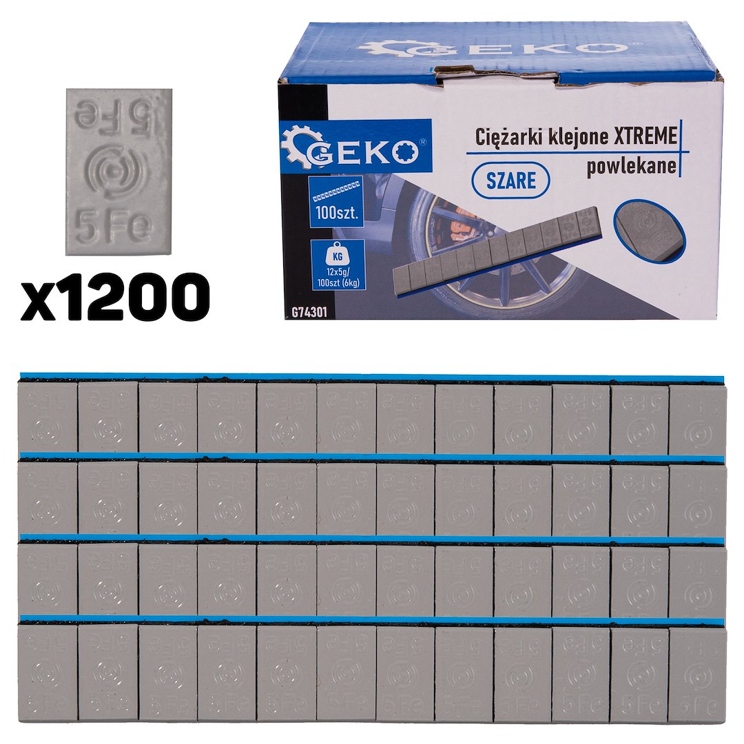 Adhesive Wheel Weights Strips XTREME 100x12x5g grey coated (6kg)