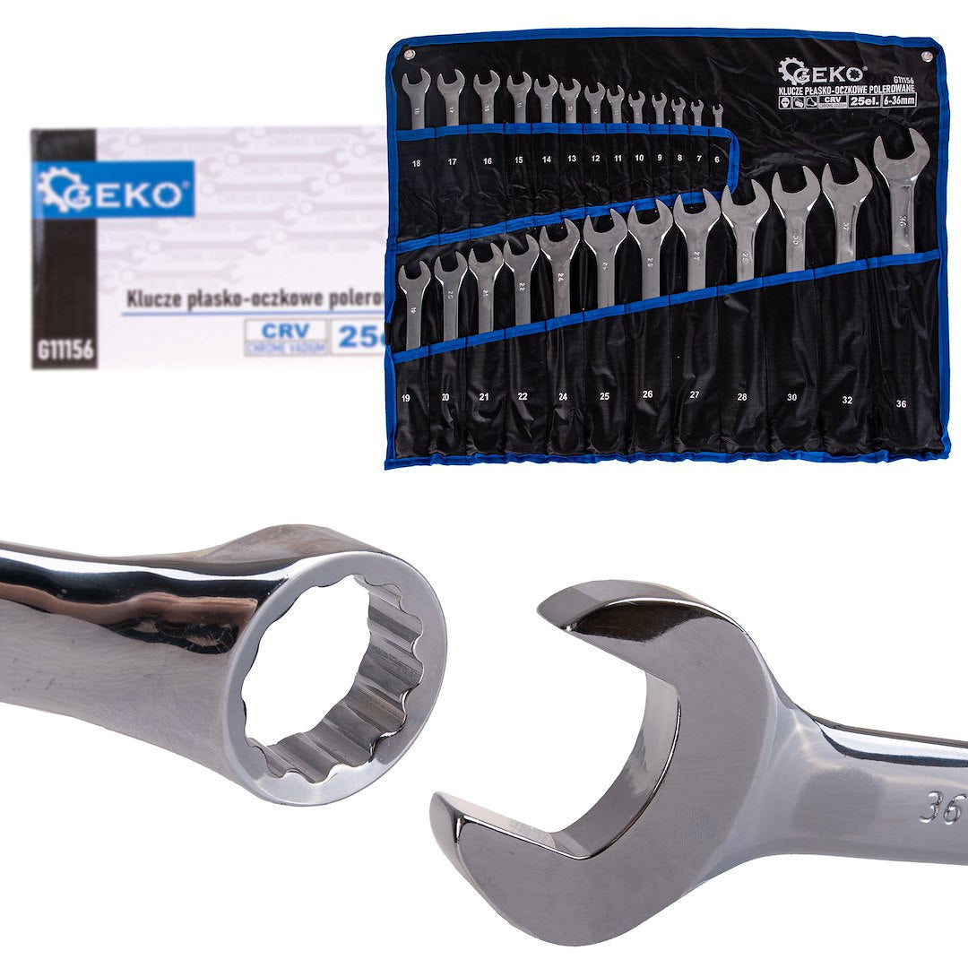 Combination Spanner, Elliptical, 6-36 mm, 25 pcs set