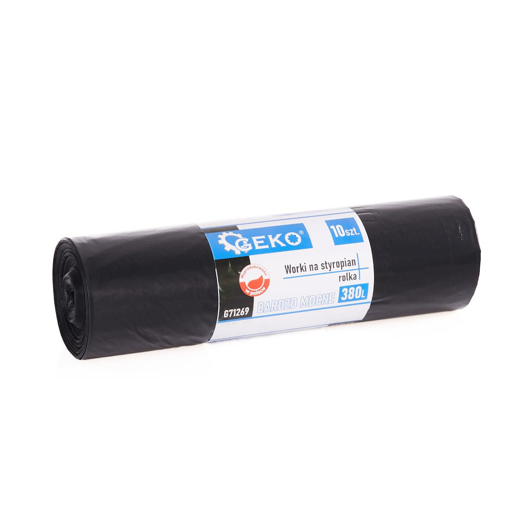 HDPE trash bags, capacity 380 liter, 10 pcs/roll