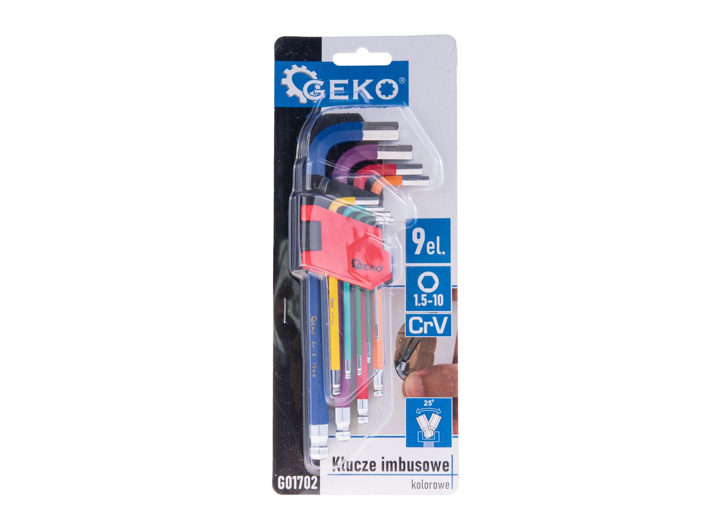 9 pcs Color Ball Point Hex Key Set, CrV material