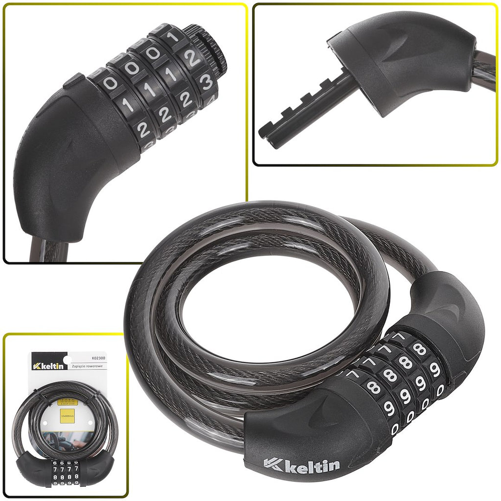 Bicycle cable lock with 4-digit combination, 12 x 800 mm