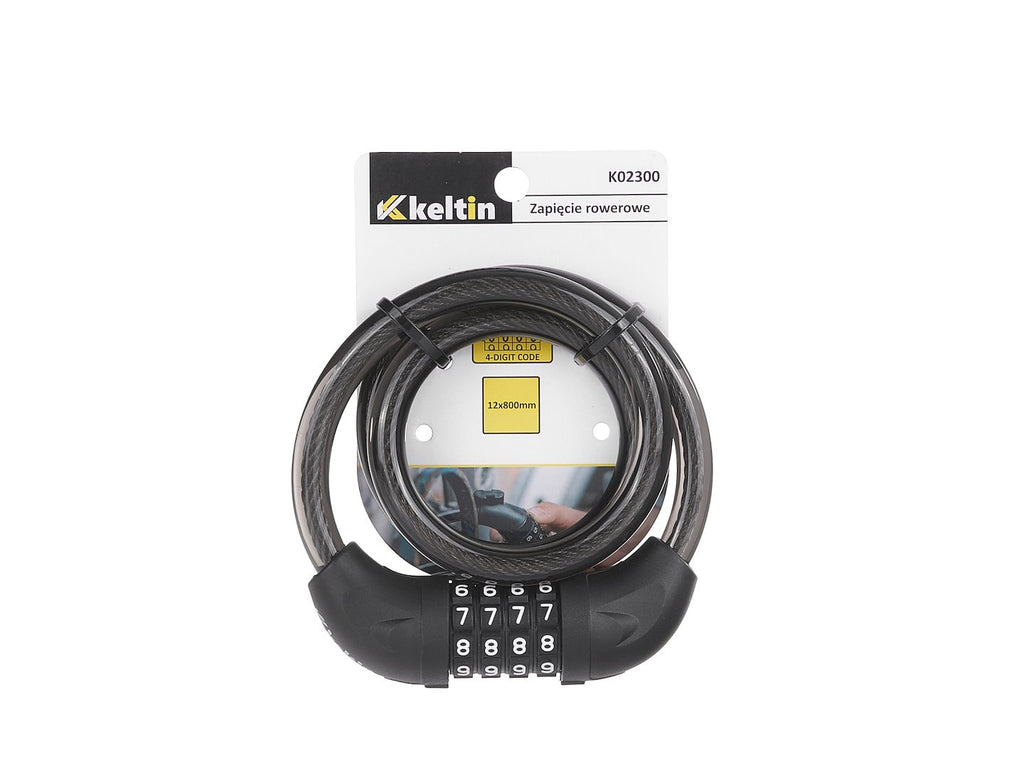 Bicycle cable lock with 4-digit combination, 12 x 800 mm